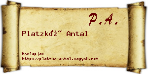 Platzkó Antal névjegykártya